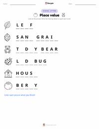 Place value printable worksheet preview