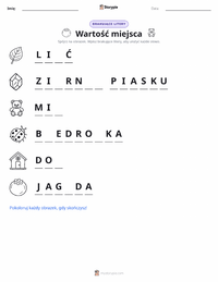 Podgląd drukowalnego arkusza ćwiczeń Wartość pozycyjna