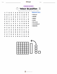 Aperçu de la feuille de travail imprimable Valeur de position