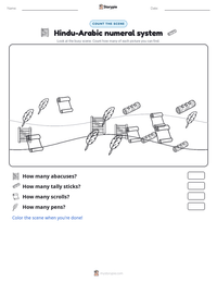 Hindu-Arabic numeral system printable worksheet preview