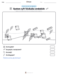 Podgląd drukowalnego arkusza ćwiczeń System cyfr hindusko-arabskich