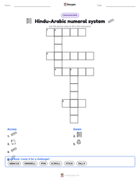 Hindu-Arabic numeral system printable worksheet preview