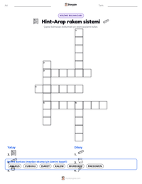 Hint-Arap rakam sistemi yazdırılabilir çalışma sayfası önizlemesi