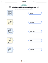 Hindu-Arabic numeral system printable worksheet preview
