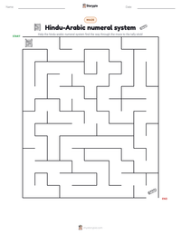 Hindu-Arabic numeral system printable worksheet preview