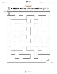 Vista previa de la hoja de trabajo imprimible de Sistema de numeración indoarábigo