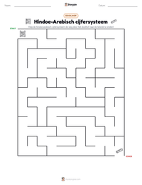 Hindoe-Arabisch cijfersysteem afdrukbare werkblad voorbeeld