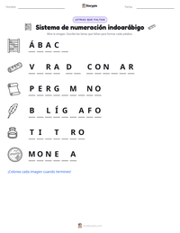 Vista previa de la hoja de trabajo imprimible de Sistema de numeración indoarábigo