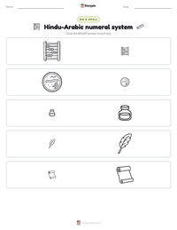 Hindu-Arabic numeral system printable worksheet preview