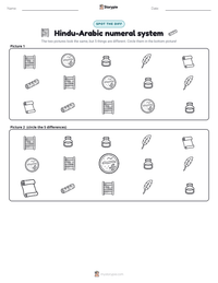 Hindu-Arabic numeral system printable worksheet preview