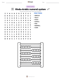 Hindu-Arabic numeral system printable worksheet preview