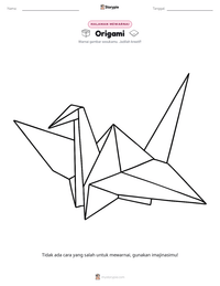 Prabaca lembar kerja cetak Origami