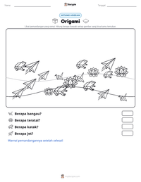 Prabaca lembar kerja cetak Origami