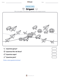 Prévia da folha de atividades imprimível Origami