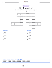 Vista previa de la hoja de trabajo imprimible de Origami