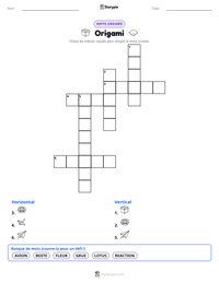 Aperçu de la feuille de travail imprimable Origami