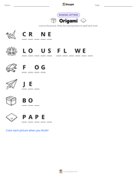 Origami printable worksheet preview