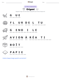 Aperçu de la feuille de travail imprimable Origami