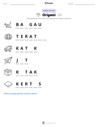 Prabaca lembar kerja cetak Origami