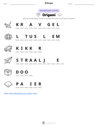Origami afdrukbare werkblad voorbeeld