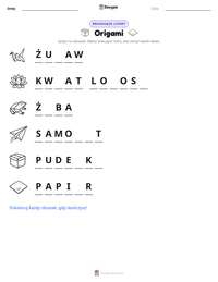 Podgląd drukowalnego arkusza ćwiczeń Origami