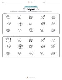 Aperçu de la feuille de travail imprimable Origami