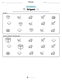 Prabaca lembar kerja cetak Origami