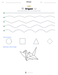 Aperçu de la feuille de travail imprimable Origami