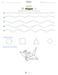 Prabaca lembar kerja cetak Origami