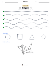 Origami yazdırılabilir çalışma sayfası önizlemesi