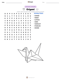Podgląd drukowalnego arkusza ćwiczeń Origami