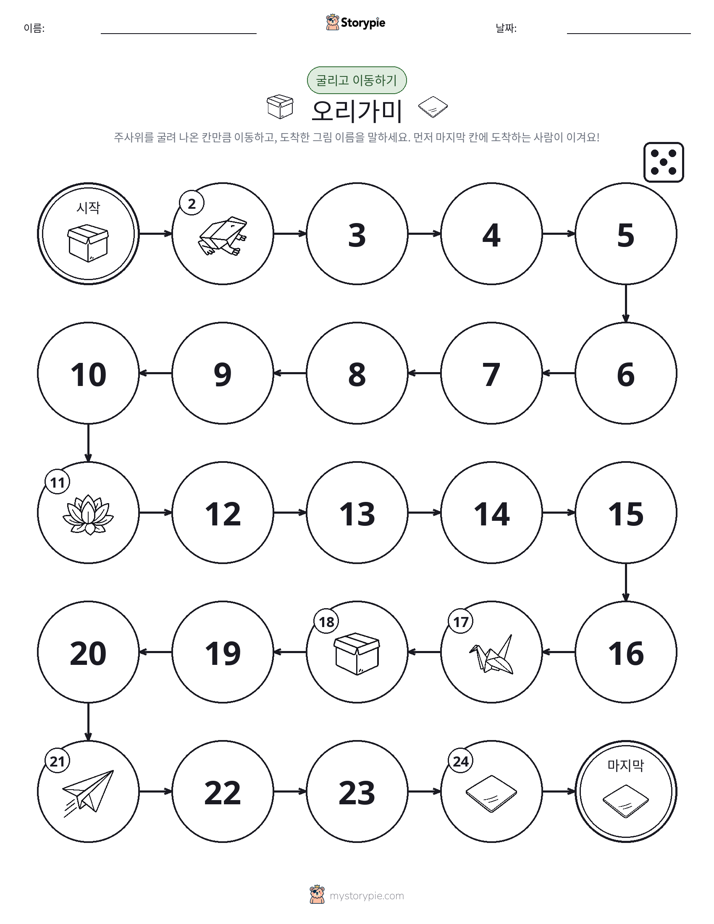 주사위 굴리고 이동하기 게임
