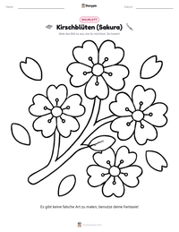 Kirschblüten (Sakura) druckbare Arbeitsblatt Vorschau