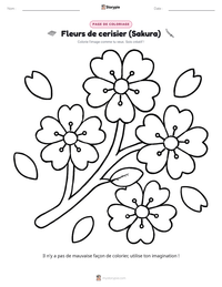 Aperçu de la feuille de travail imprimable Fleurs de cerisier (Sakura)