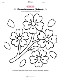 Kersenbloesems (Sakura) afdrukbare werkblad voorbeeld