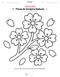 Prévia da folha de atividades imprimível Flores de Cerejeira (Sakura)