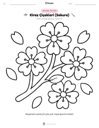 Kiraz Çiçekleri (Sakura) yazdırılabilir çalışma sayfası önizlemesi
