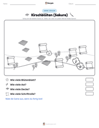 Kirschblüten (Sakura) druckbare Arbeitsblatt Vorschau