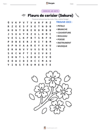 Aperçu de la feuille de travail imprimable Fleurs de cerisier (Sakura)
