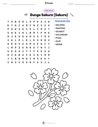 Prabaca lembar kerja cetak Bunga Sakura (Sakura)