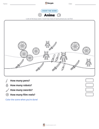 Anime printable worksheet preview