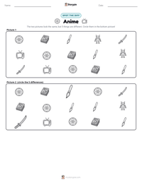 Anime printable worksheet preview
