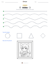 Anime printable worksheet preview