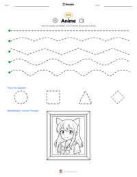 Aperçu de la feuille de travail imprimable Anime