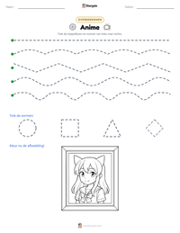 Anime afdrukbare werkblad voorbeeld