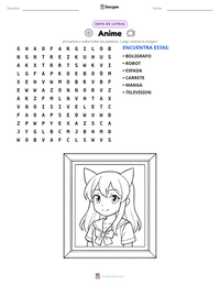 Vista previa de la hoja de trabajo imprimible de Anime