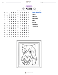Prabaca lembar kerja cetak Anime