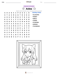 Podgląd drukowalnego arkusza ćwiczeń Anime