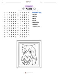 Anime yazdırılabilir çalışma sayfası önizlemesi