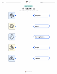 Lembar kerja cetak Koloni untuk anak-anak